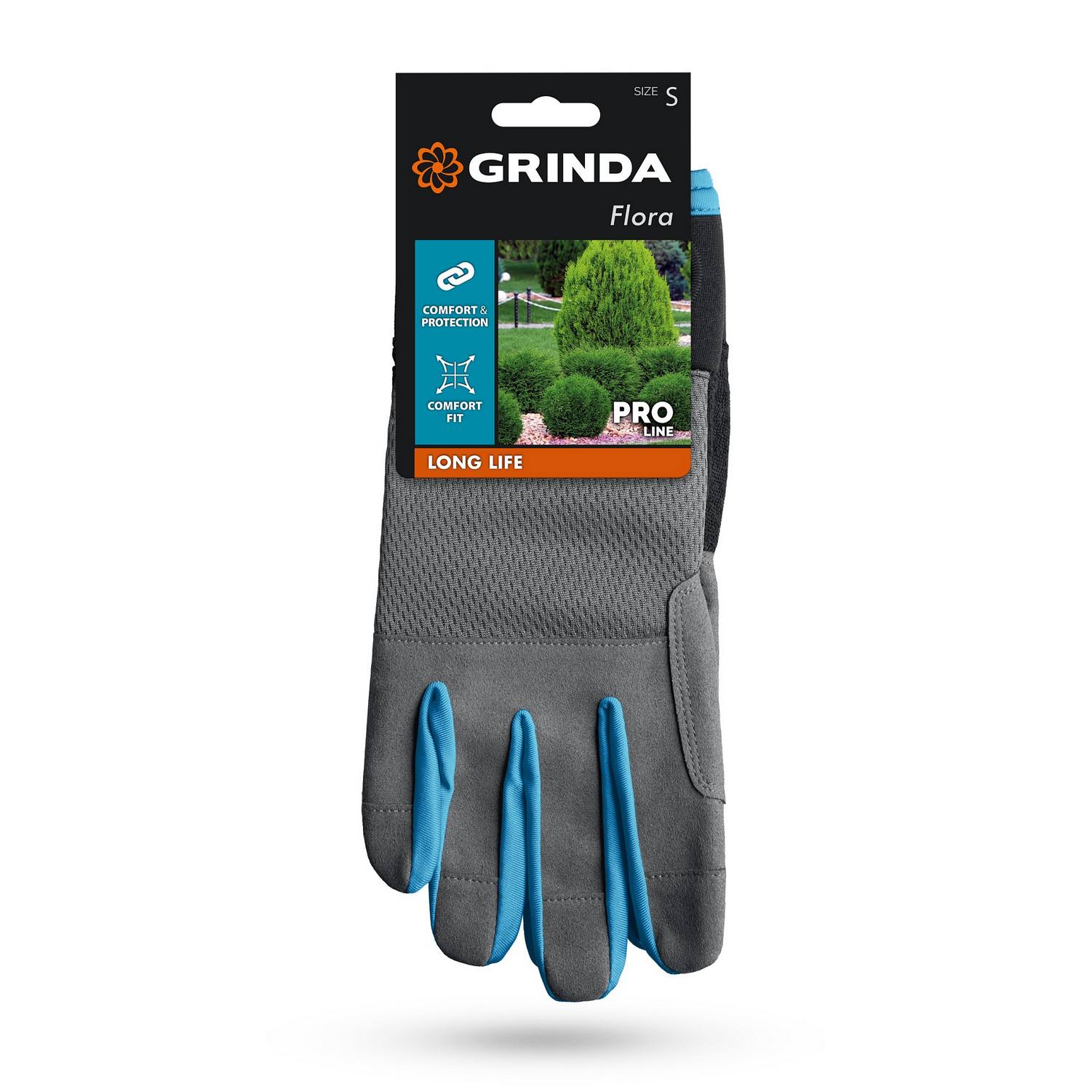 GRINDA  FLORA, S (7), садовые перчатки из искусственной кожи с усиленным наладонником и кончиками пальцев, противоскользящие, PRO Line {1138-S}