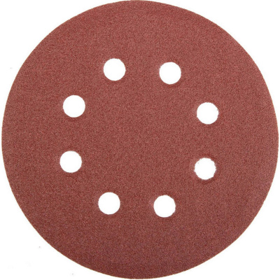 Круг шлифовальный универсальный STAYER "MASTER" из абразивной бумаги на велкро основе, 8 отверстий, Р120, 125мм, 5шт