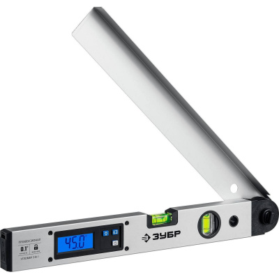 Угломер электронный 3 в 1, 400 мм, Диапазон 0-230°, Точность ±0,1°, HOLD, Подсветка, Фиксация угла, ЗУБР Профессионал