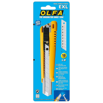 Нож OLFA с выдвижным лезвием, с автофиксатором, 18мм {OL-EXL}