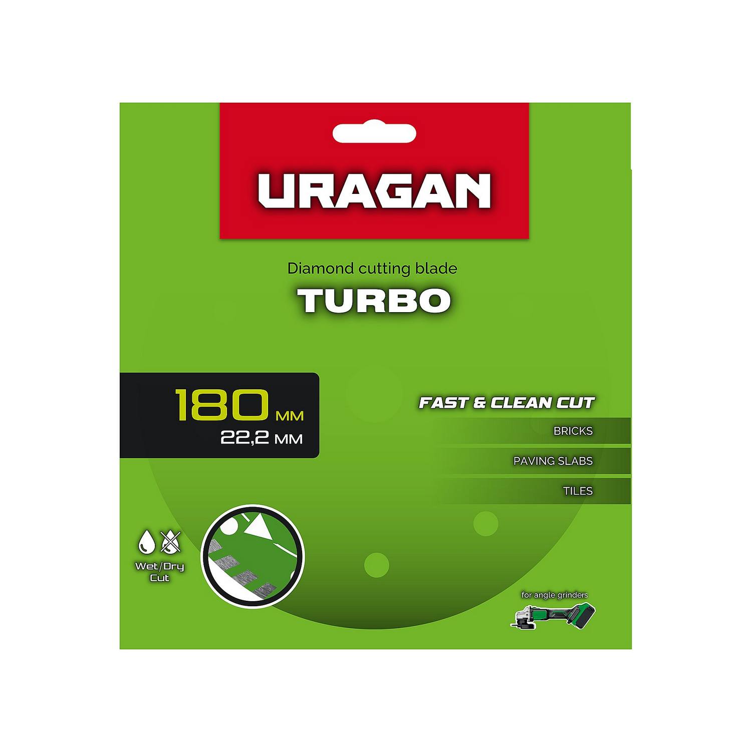 URAGAN  TURBO 180 мм, диск алмазный отрезной сегментированный {36706-180}