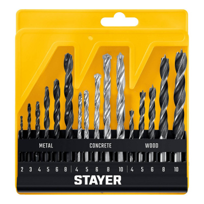 STAYER  Combi 16 предметов, набор комбинированных сверл  {29720-H16_z01}