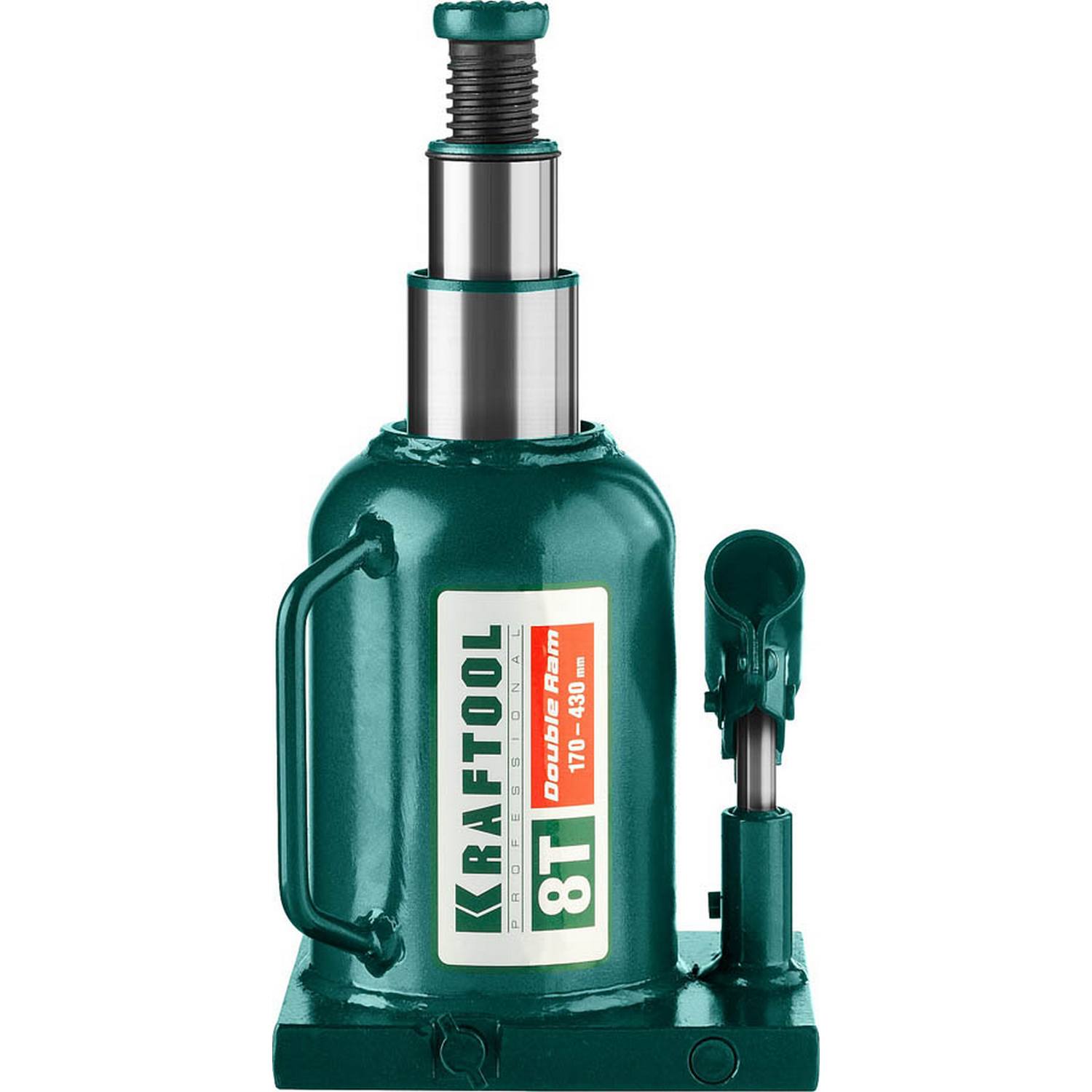 KRAFTOOL  DOUBLE RAM, 8 т, 170 - 430 мм, с увеличенным подъемом, двухштоковый бутылочный домкрат  (43463-8)