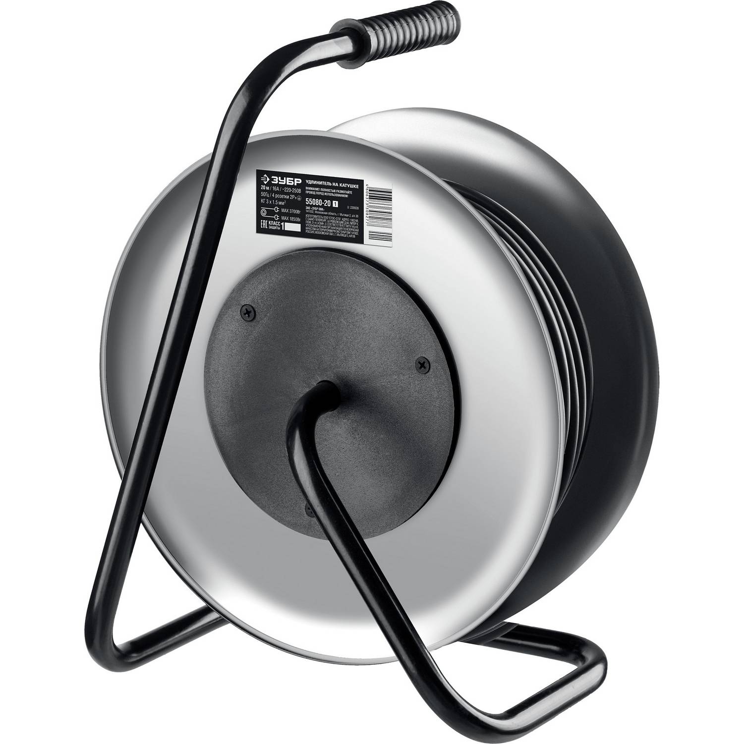 ЗУБР  КГ-315, КГ, 3 x 1.5 мм2, 20 м, 3700 Вт, IP44, силовой удлинитель на стальной катушке, Профессионал  (55080-20_z01)