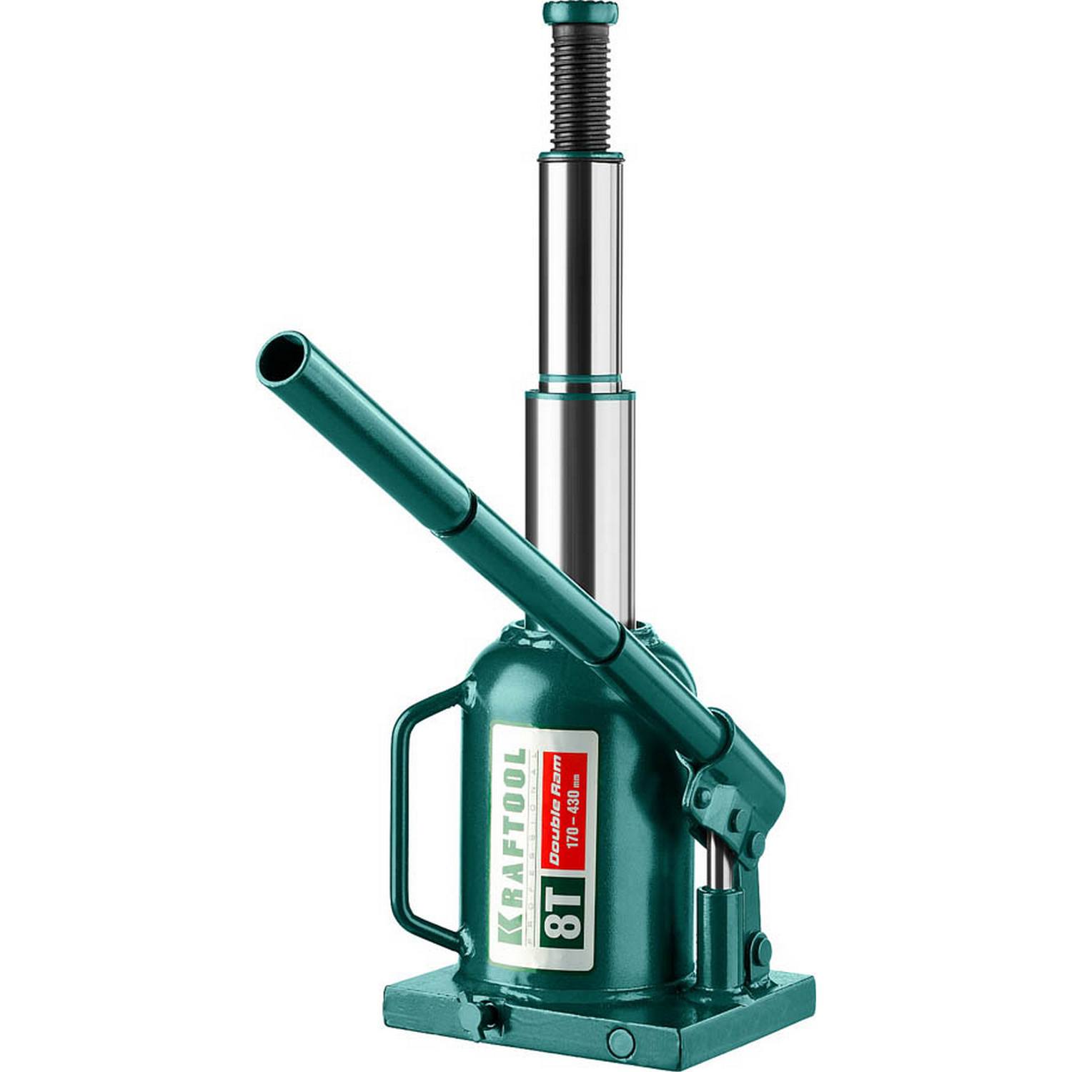 KRAFTOOL  DOUBLE RAM, 8 т, 170 - 430 мм, с увеличенным подъемом, двухштоковый бутылочный домкрат  (43463-8)