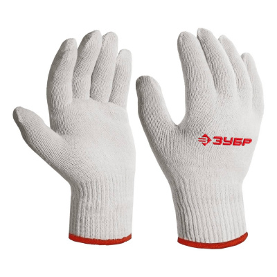 ЗУБР  ОПТИМА, S-M, х/б перчатки без покрытия, 10 класс  {11445-M}