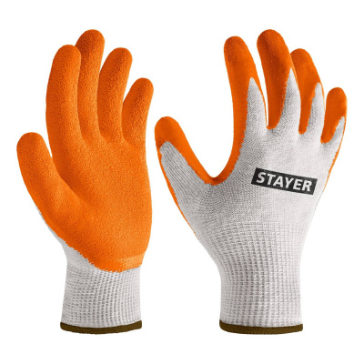 STAYER  ULTRA, L-XL, х/б перчатки с рельефным латексным покрытием, противоскользящие, 13 класс  {11403-XL}