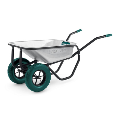 KRAFTOOL  MAXDrive-2 110л, 280 кг, двухколесная, с трубным усилителем, кузов 0,9 мм, полиуретановые колеса, тачка строительная {39860}