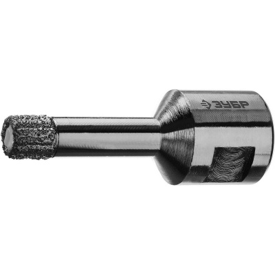 Высокоскоростная алмазная коронка для УШМ (М14) d 10мм по керамограниту и железобетону, Вакуумное Спекание, ЗУБР Профессионал