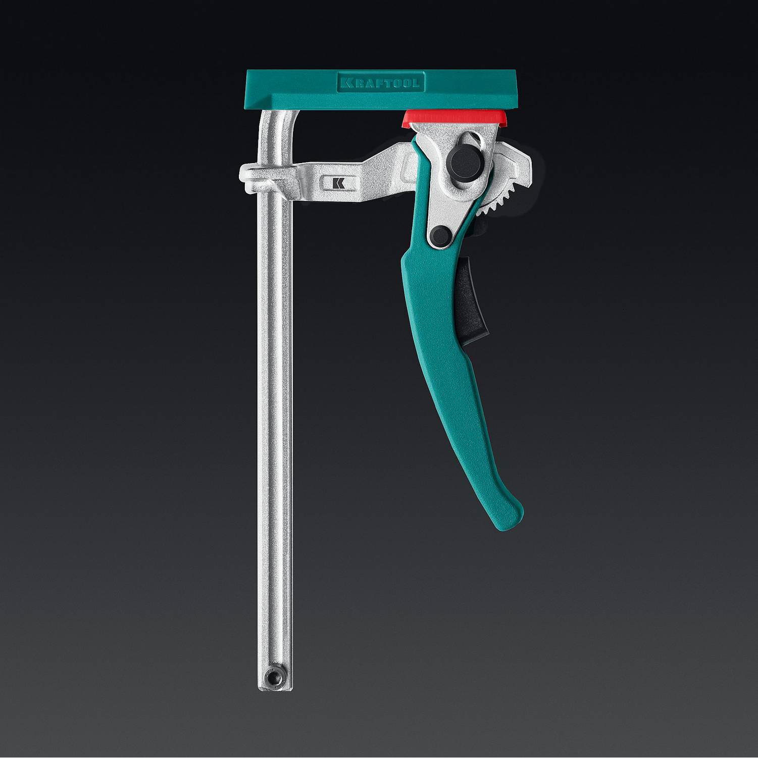 KRAFTOOL  KRAFTFLEX, KLT-160, 160/60 мм, универсальная, цельнокованая, рычажная, быстрозажимная, в T-track струбцина {32331-160}