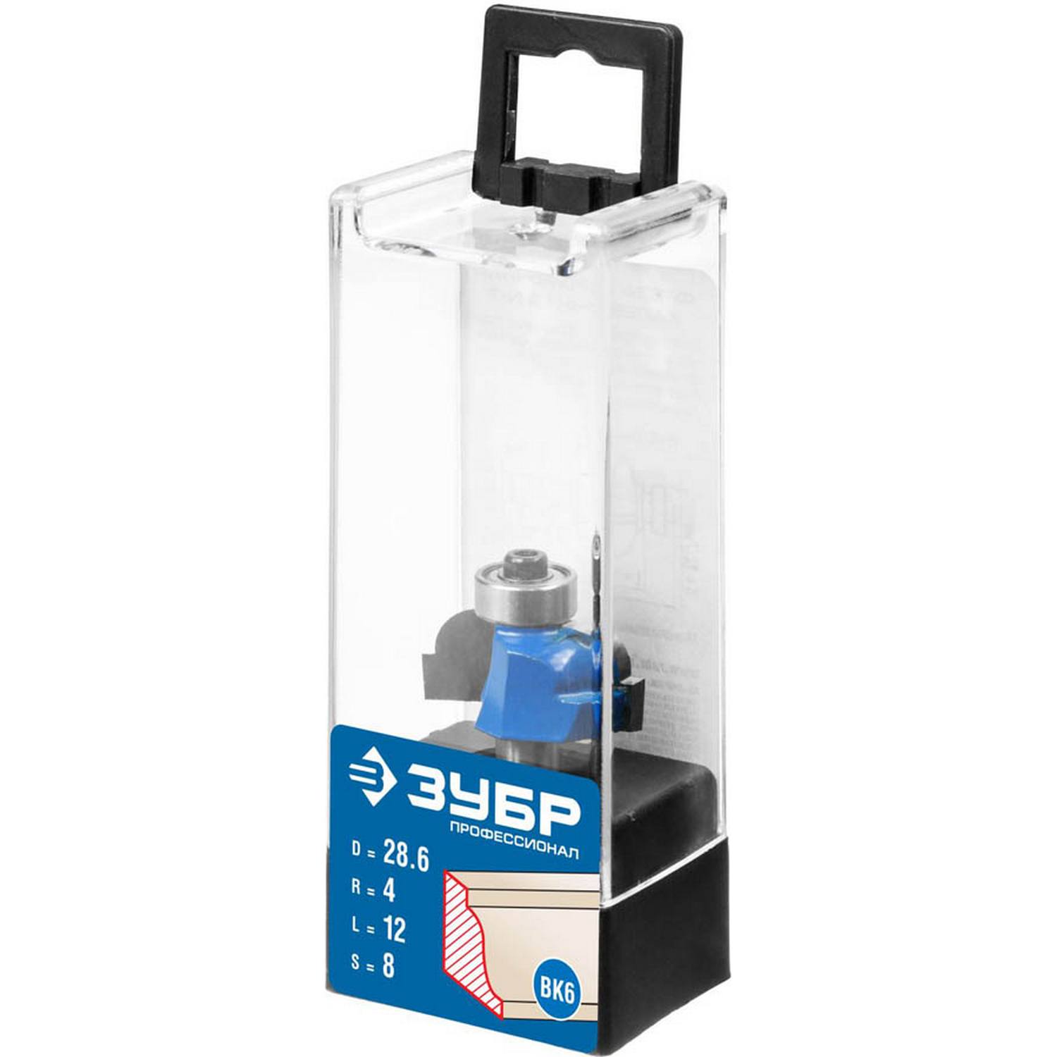 ЗУБР 28,6x12мм, радиус 4мм, фреза кромочная калевочная №6 {28707-28.6}