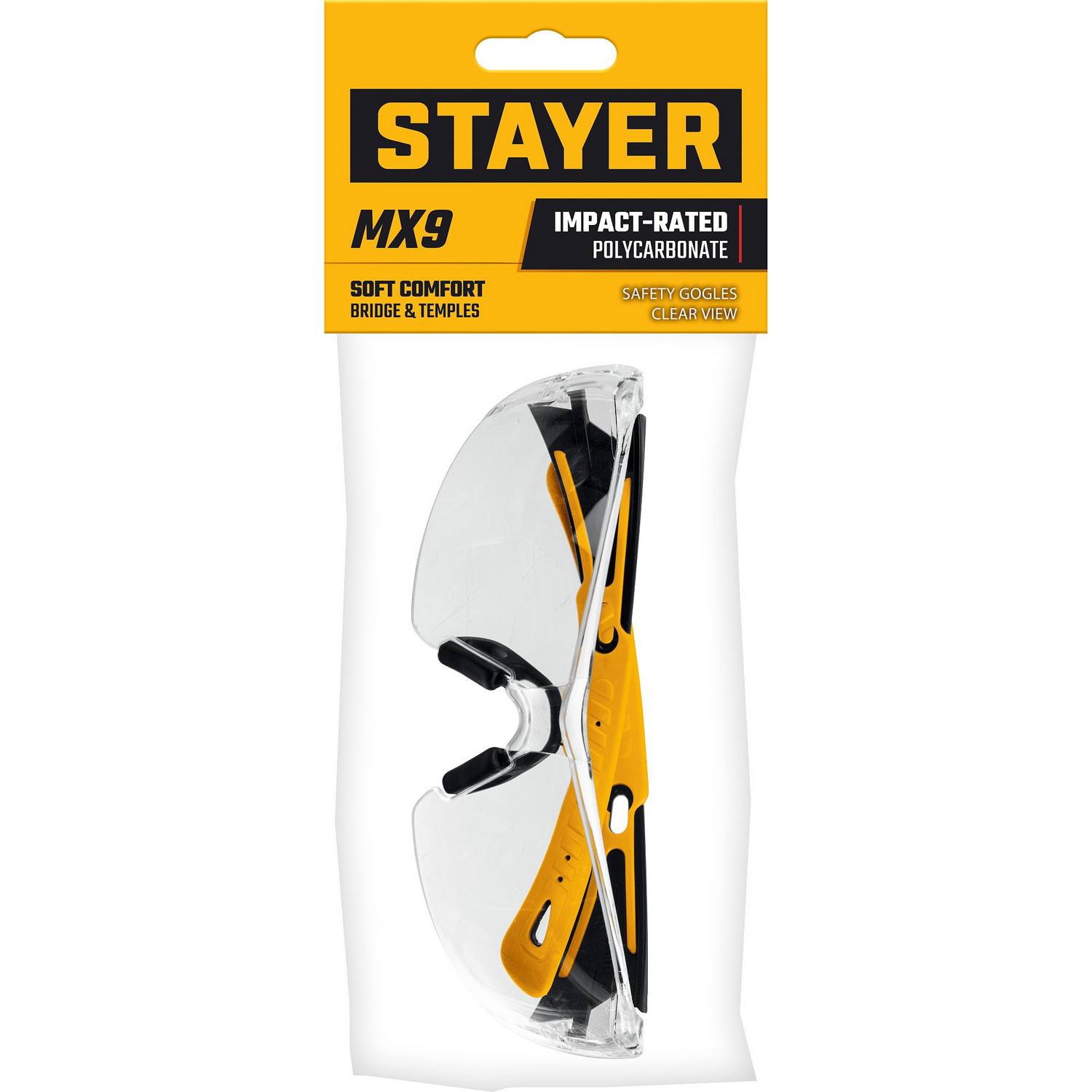 STAYER  MX-9  прозрачные, двухкомпонентные дужки, открытого типа, защитные очки {110490}