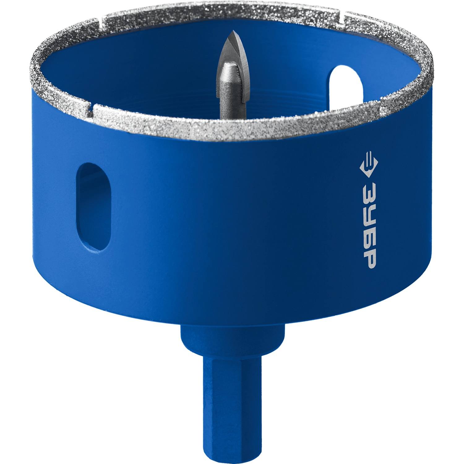 Коронка алмазная с центрирующим сверлом для дрели d 115 мм по керамике и стеклу, Р60, трехгр хвостовик, ЗУБР Профессионал