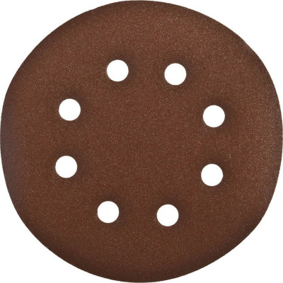 Круг шлифовальный ЗУБР "СТАНДАРТ" из абразивной бумаги на велкро основе, 6 отв., Р180, 150мм, 5шт {35350-150-180}