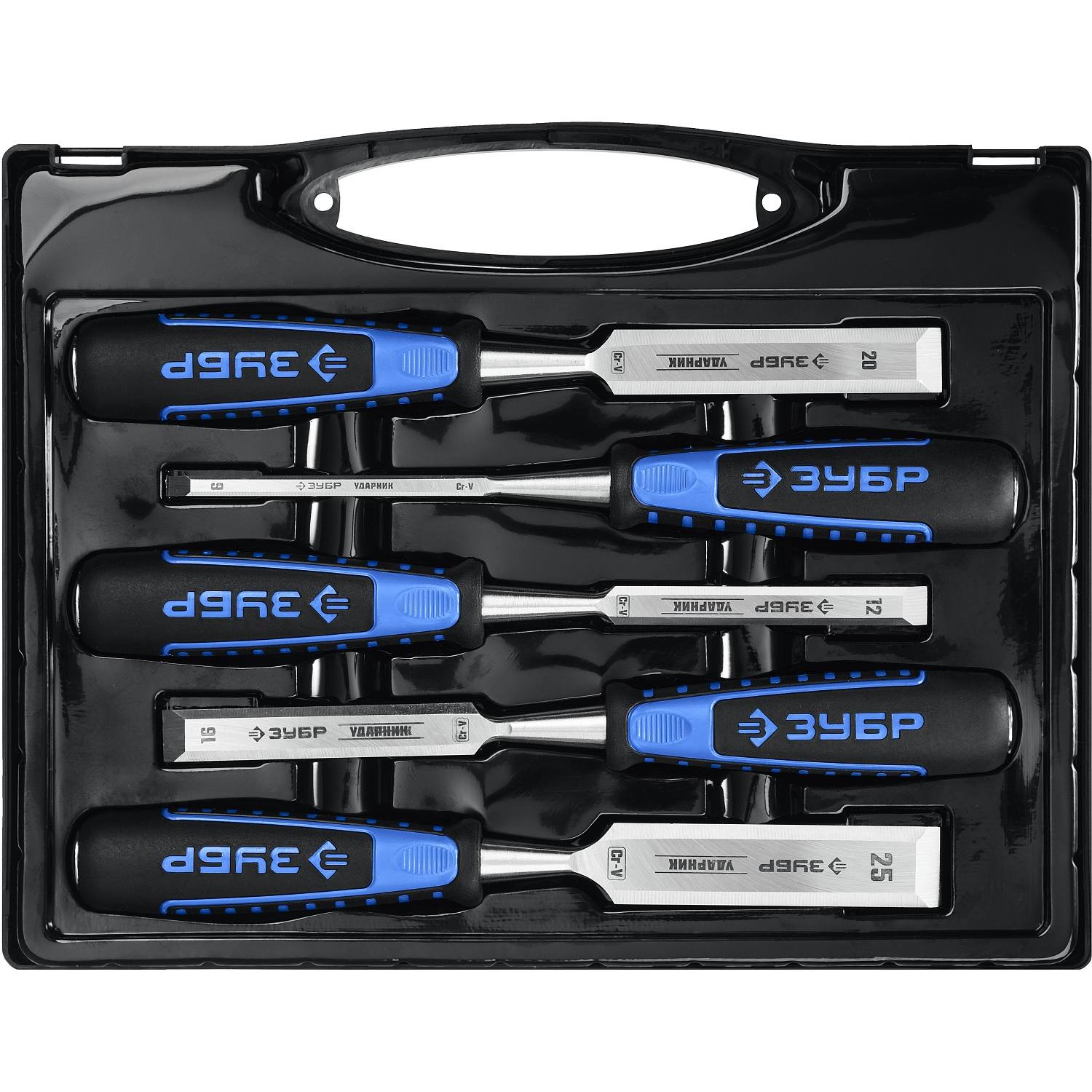 ЗУБР Ударник набор стамесок-долот с двухкомпонентной рукотяткой, 5 шт {18097-H5}