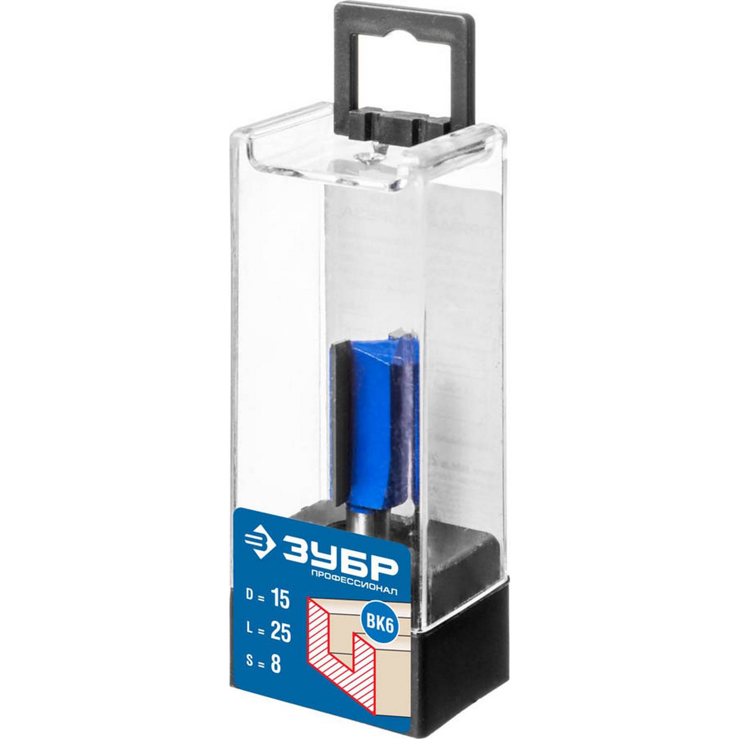 ЗУБР 15x25мм, хвостовик 8мм, фреза пазовая прямая {28753-15-25}