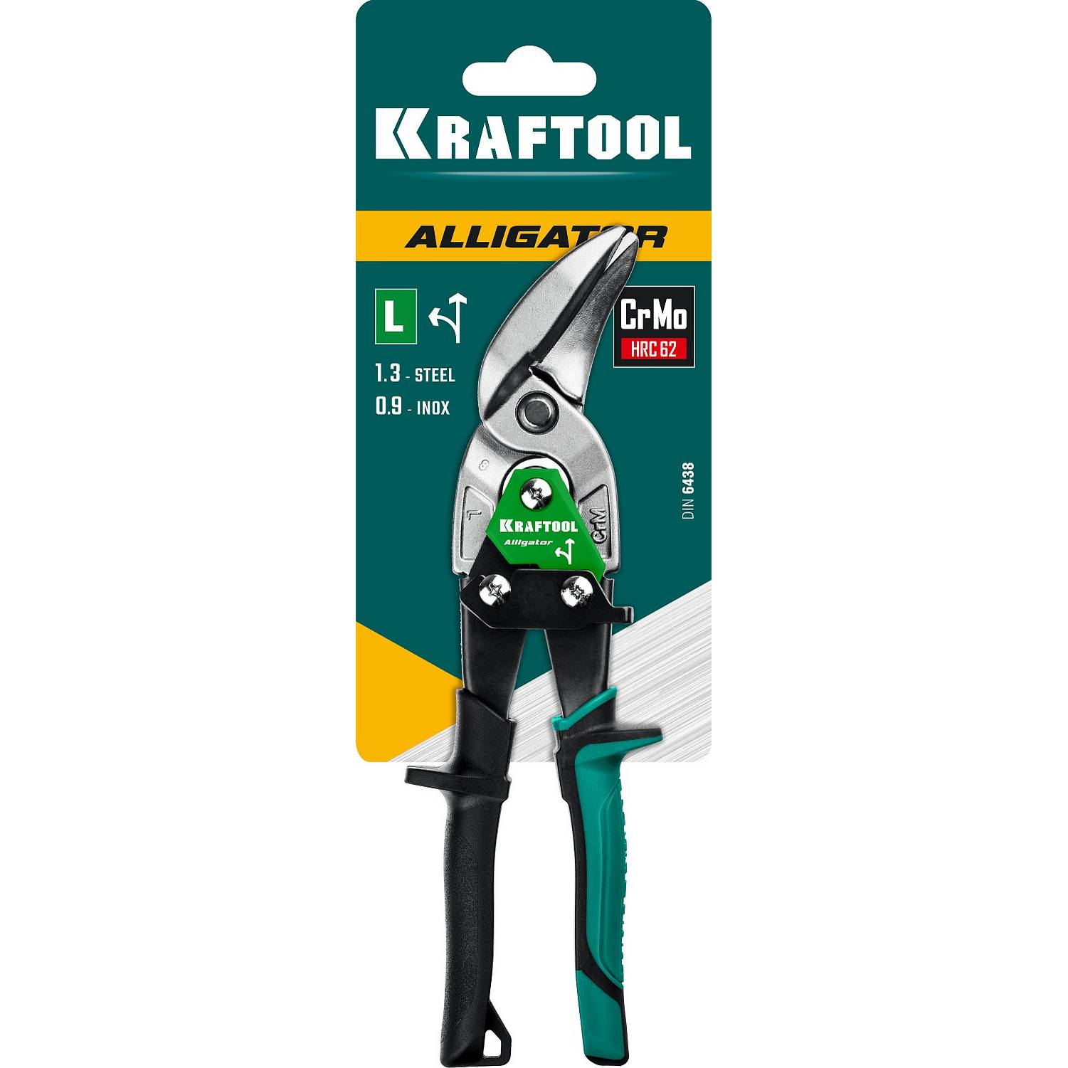 KRAFTOOL Alligator Левые усиленные ножницы по металлу с выносом, 250 мм {2328-OL}