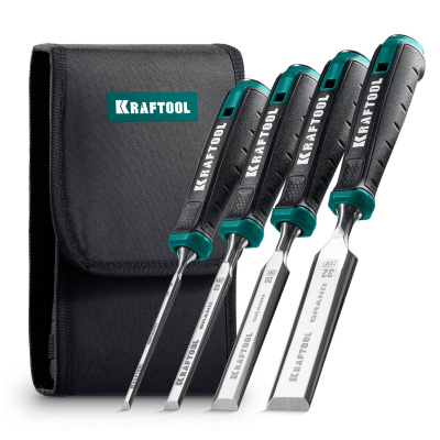 KRAFTOOL GRAND-4 набор стамесок-долот с двухкомпонентной рукояткой, 4 шт {1818-H4}