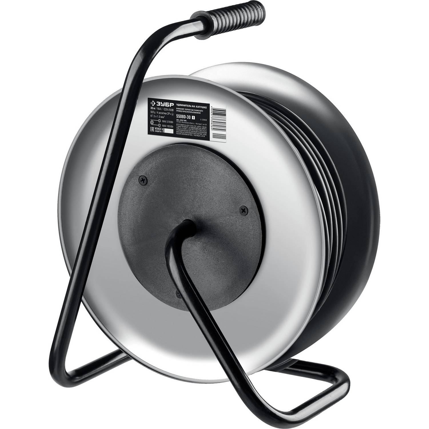 ЗУБР  КГ-315, КГ, 3 x 1.5 мм2, 30 м, 3700 Вт, IP44, силовой удлинитель на стальной катушке, Профессионал 55080-30_z01}