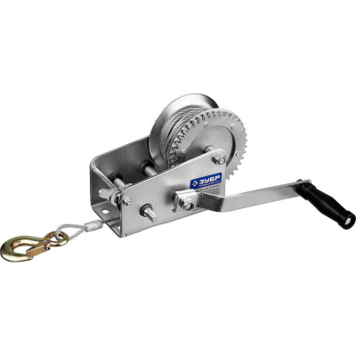 Лебедка ручная барабанная ЗУБР "Профессионал", тяговая, тросовая, 0.9 т, 8 м {43113-0.9_z01}