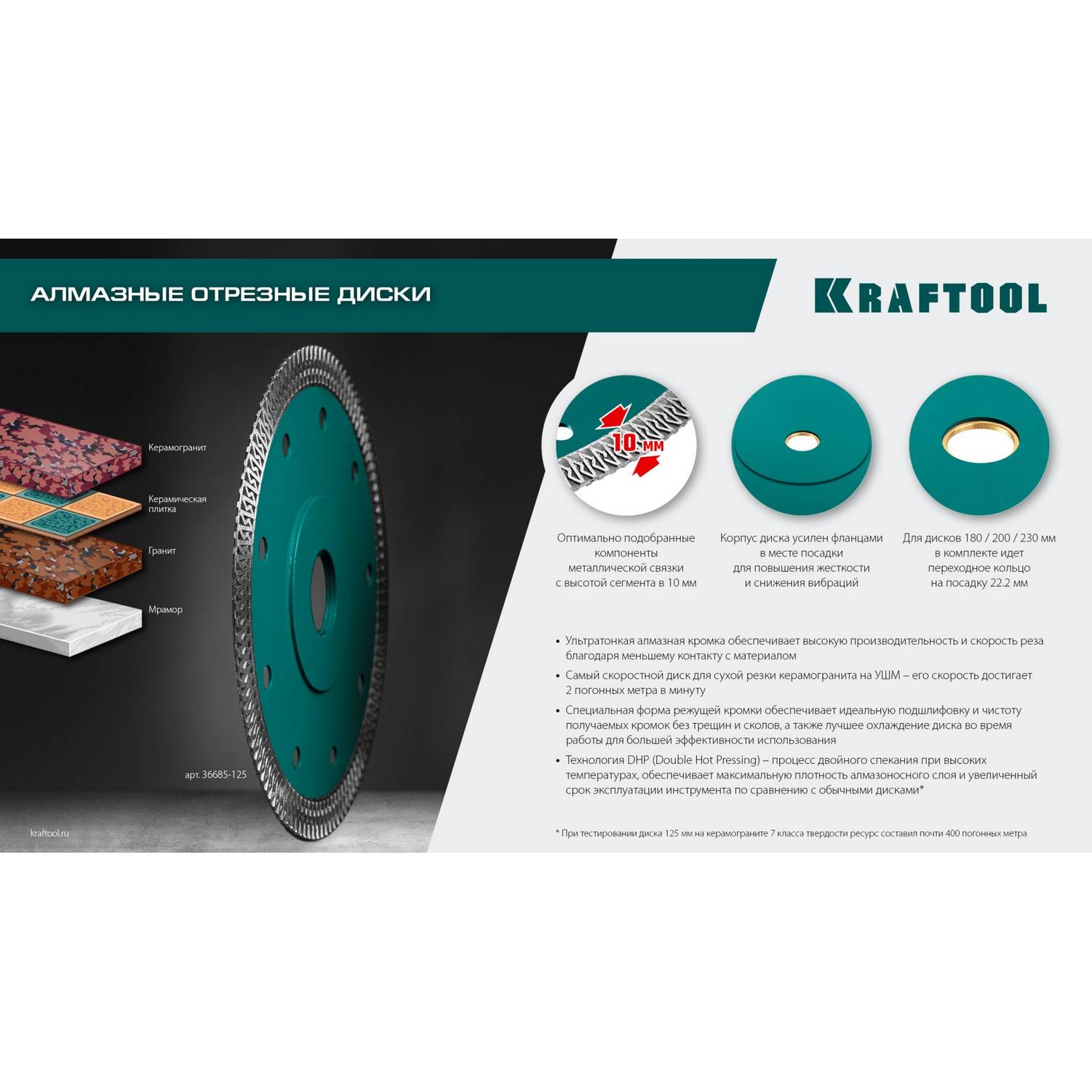 KRAFTOOL  ULTRA-THIN 125х1.2 мм ультратонкий алмазный диск {36685-125}