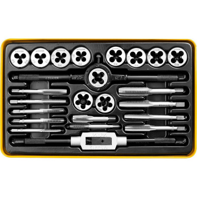 STAYER MaxCut 24 предмета, набор метчиков и плашек, легированная сталь {28020-H24}