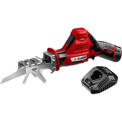 ЗУБР 12В, 1 АКБ (2Ач), в коробке, пила сабельная. СПЛ-125-21 {СПЛ-125-21}