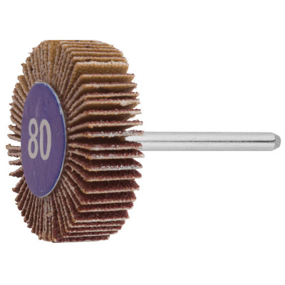 Круг ЗУБР веерный на шпильке, P 80, d 32x10x3,2 мм, L 45мм, 1шт {35934}