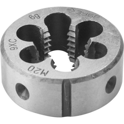 ЗУБР М20x2.5мм, плашка, сталь 9ХС, круглая ручная {4-28022-20-2.5}