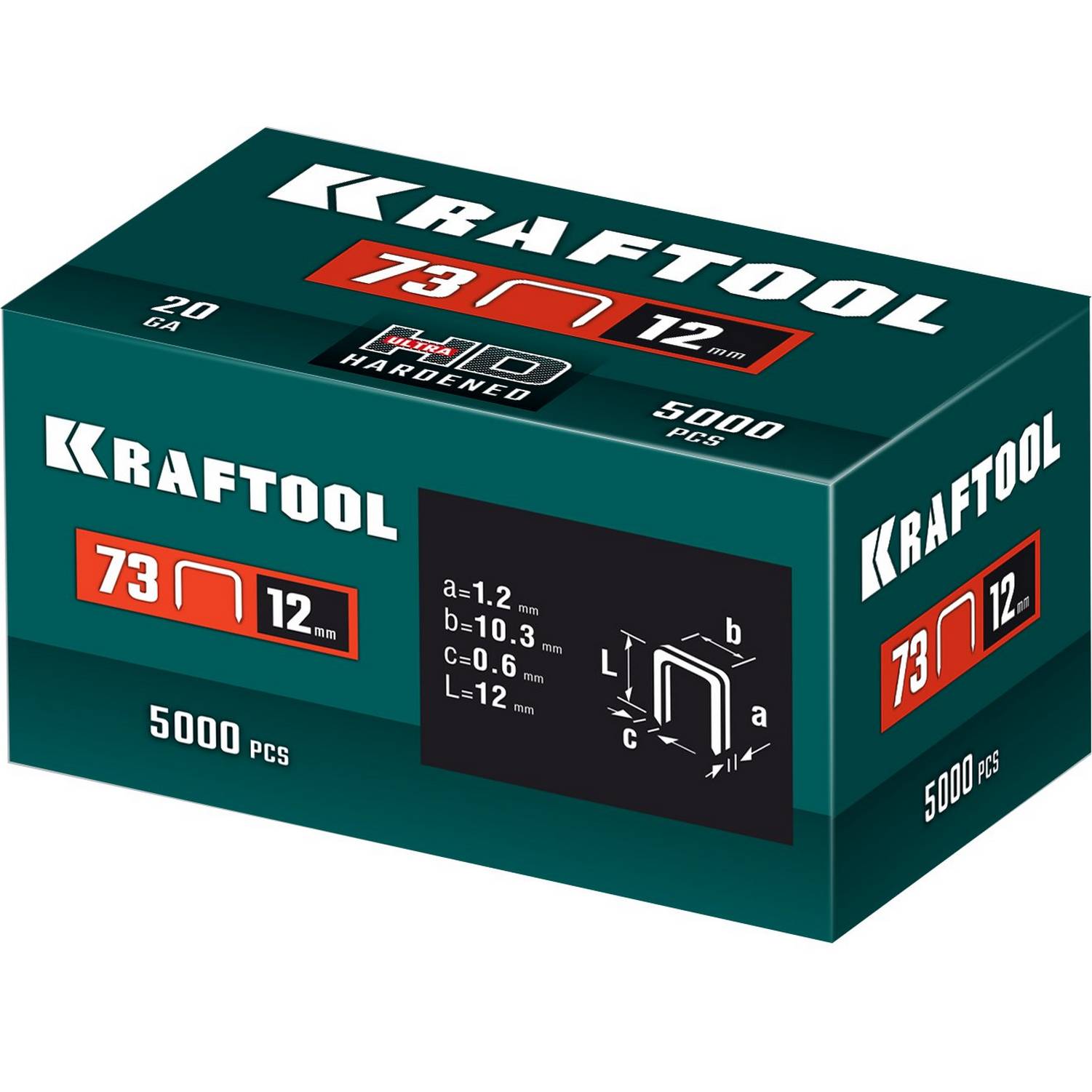 KRAFTOOL  12 мм, тип 73, 5000 шт, скобы для плайера {31773-12}