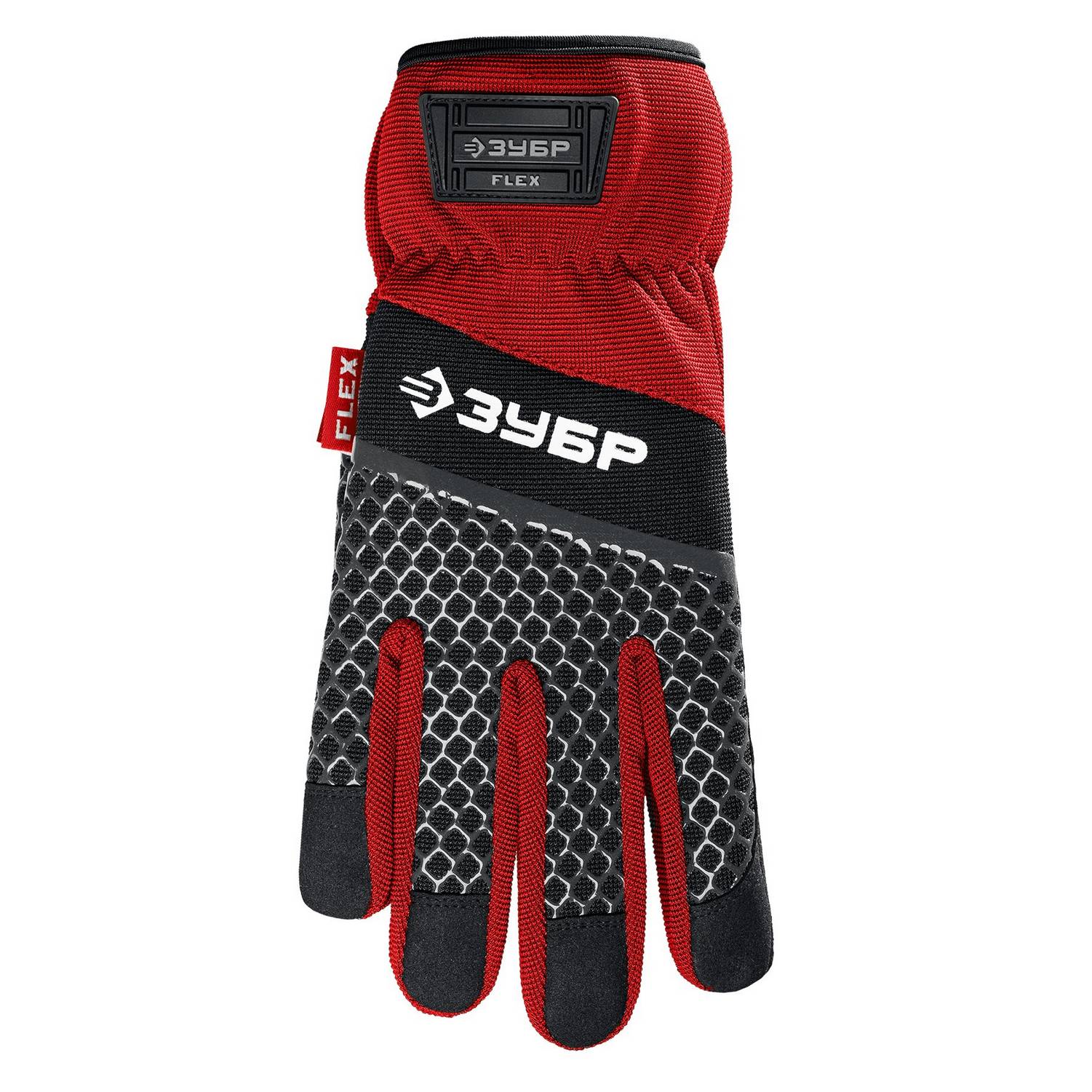 ЗУБР  FLEX р.L (9), красные, профессиональные комбинированные перчатки, работа с сенсорными экранами, Профессионал  (11479-L)