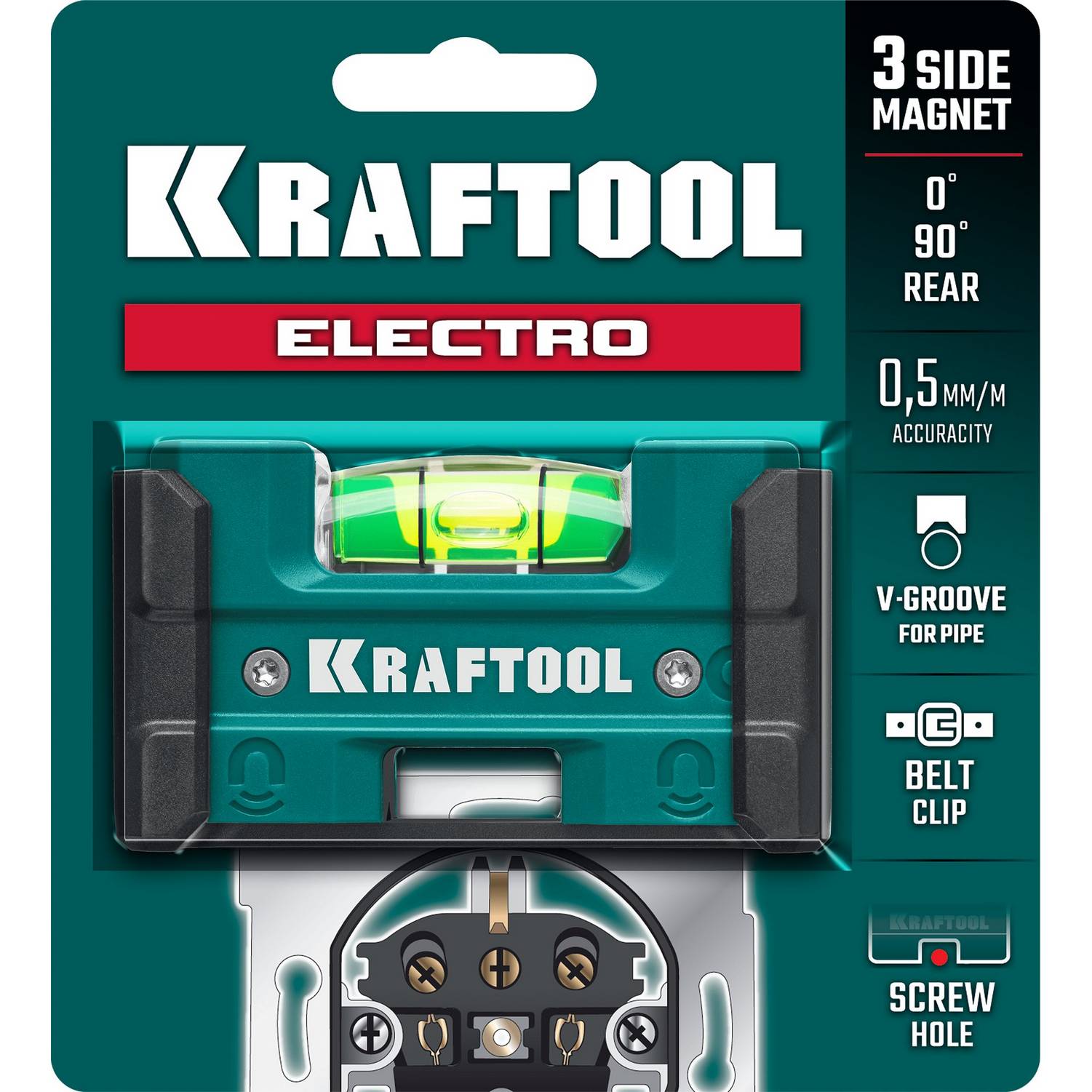 KRAFTOOL  Electrо 76 мм, магнитный уровень {34786}