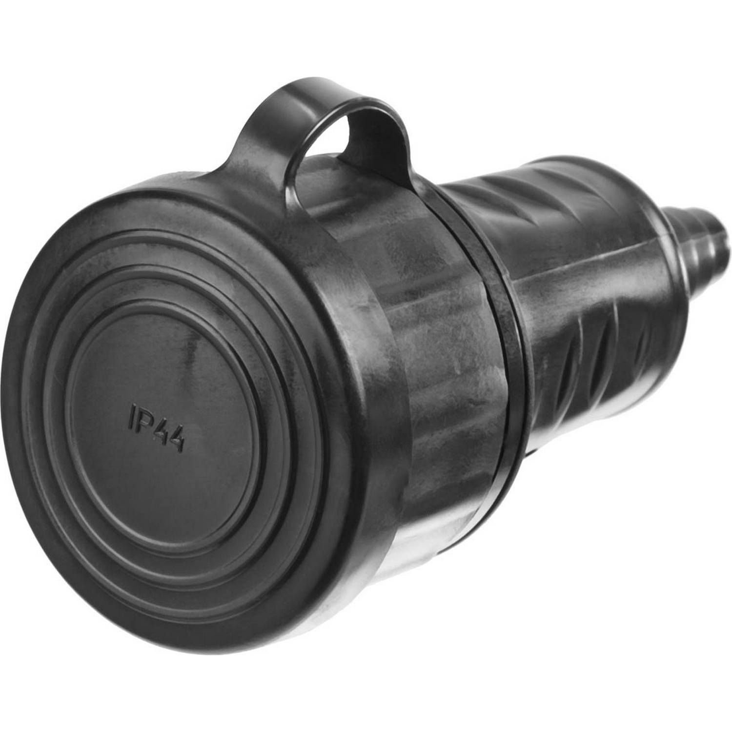 Розетка СИБИН электрическая ударопрочная, с заземлением, 16А/220В, IP44, черная {55186-B}