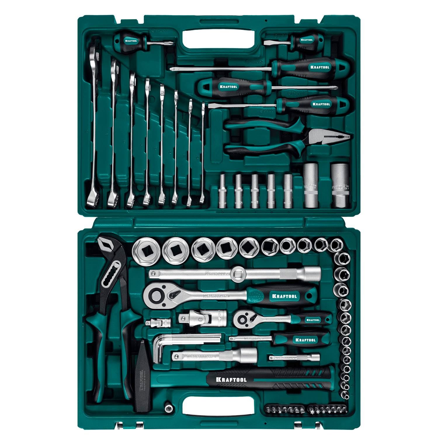 KRAFTOOL  EXTREM-76, 76 предм., (1/2"+3/8"+1/4"), универсальный набор инструмента  {27889-H76}