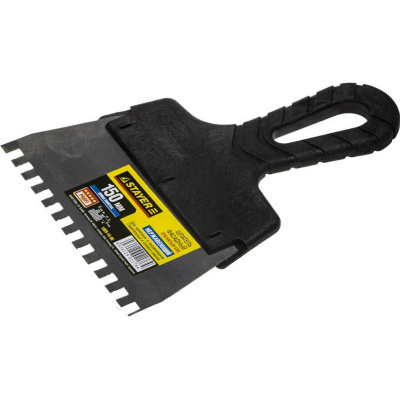 STAYER  PROFlat, 150 мм, зуб 6 х 6 мм, пластиковая ручка, зубчатый, нержавеющий, фасадный шпатель, Professional (1009-15-06)