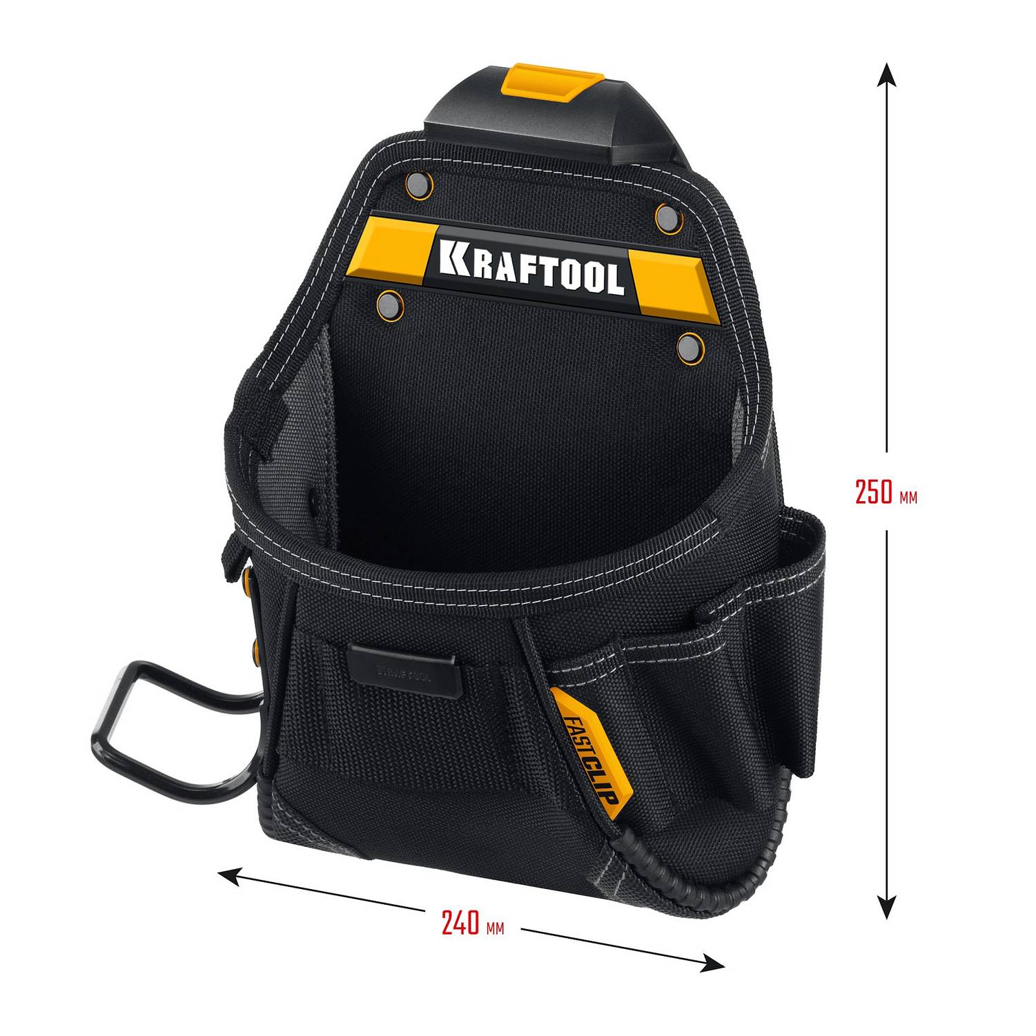 KRAFTOOL  KP-6 с быстросъёмным креплением FastClip, 6 карманов и петель, 240 х 250 мм, поясная сумка  {38775}