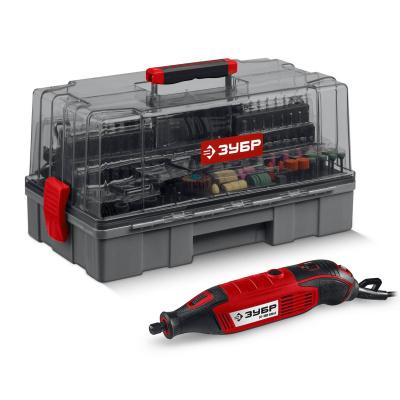 ЗУБР  245 предметов, 160 Вт, набор мини-насадок с гравером {ЗГ-160-H245}