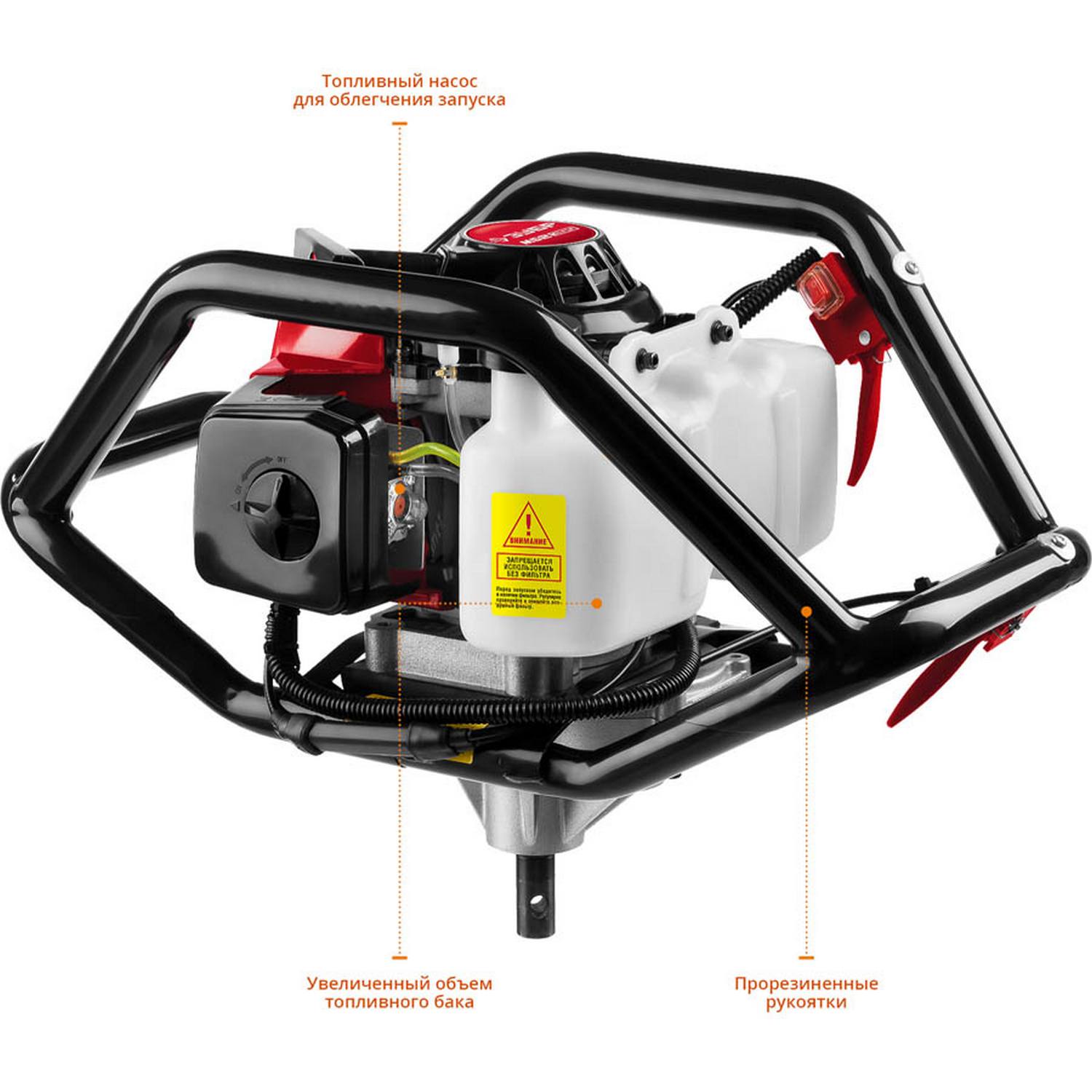 Мотобур (бензобур), без шнека, d=60-300 мм, 71 см3, 2 оператора, ЗУБР {МБ2-300}