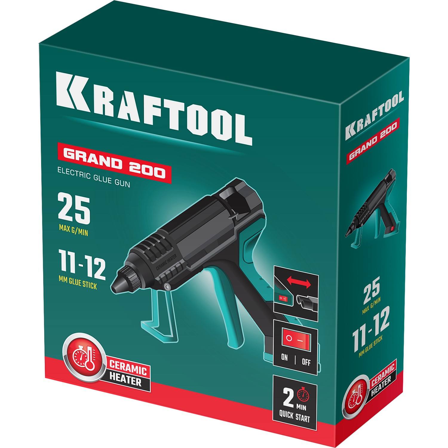 KRAFTOOL Grand 200 пистолет термоклеевой электрический, d 11-12 мм  25 г/мин {06839}