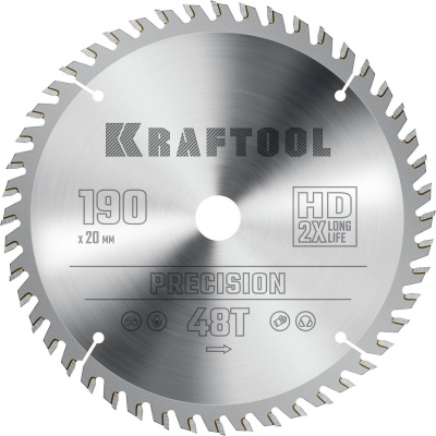 KRAFTOOL  Precision, 190 х 20 мм, 48Т, пильный диск по дереву  {36952-190-20}