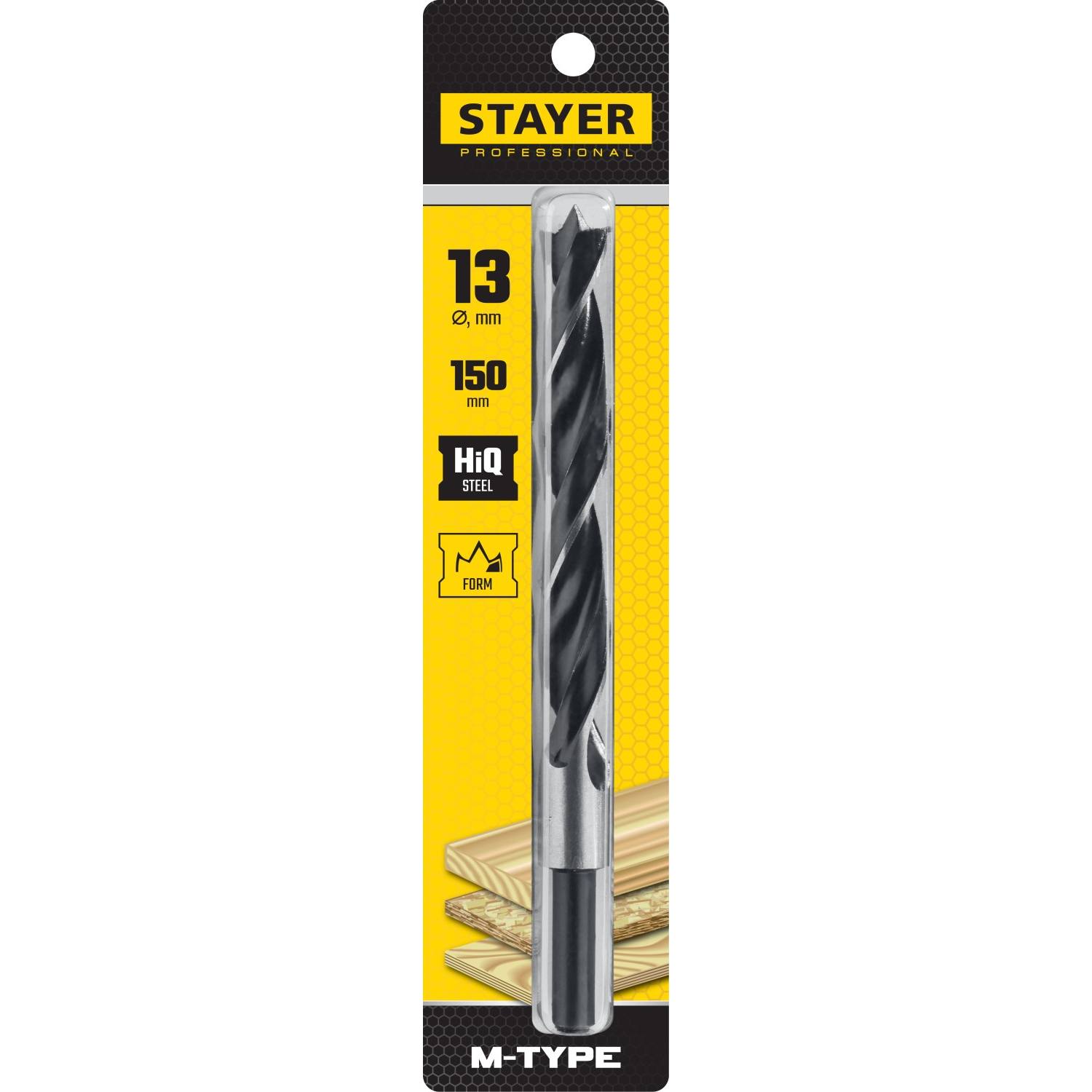 STAYER "M-type" 13,0x150/95мм, сверло спиральное по дереву, М-образная заточка {2942-150-13_z02}