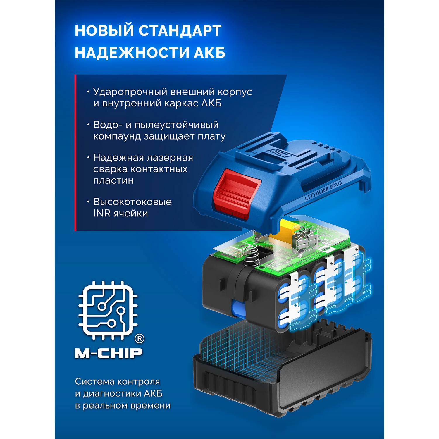 ЗУБР  Power PRO, 20 В, 4.0 А·ч, аккумулятор LMS, ПРОФЕССИОНАЛ {BP-P-20-4}
