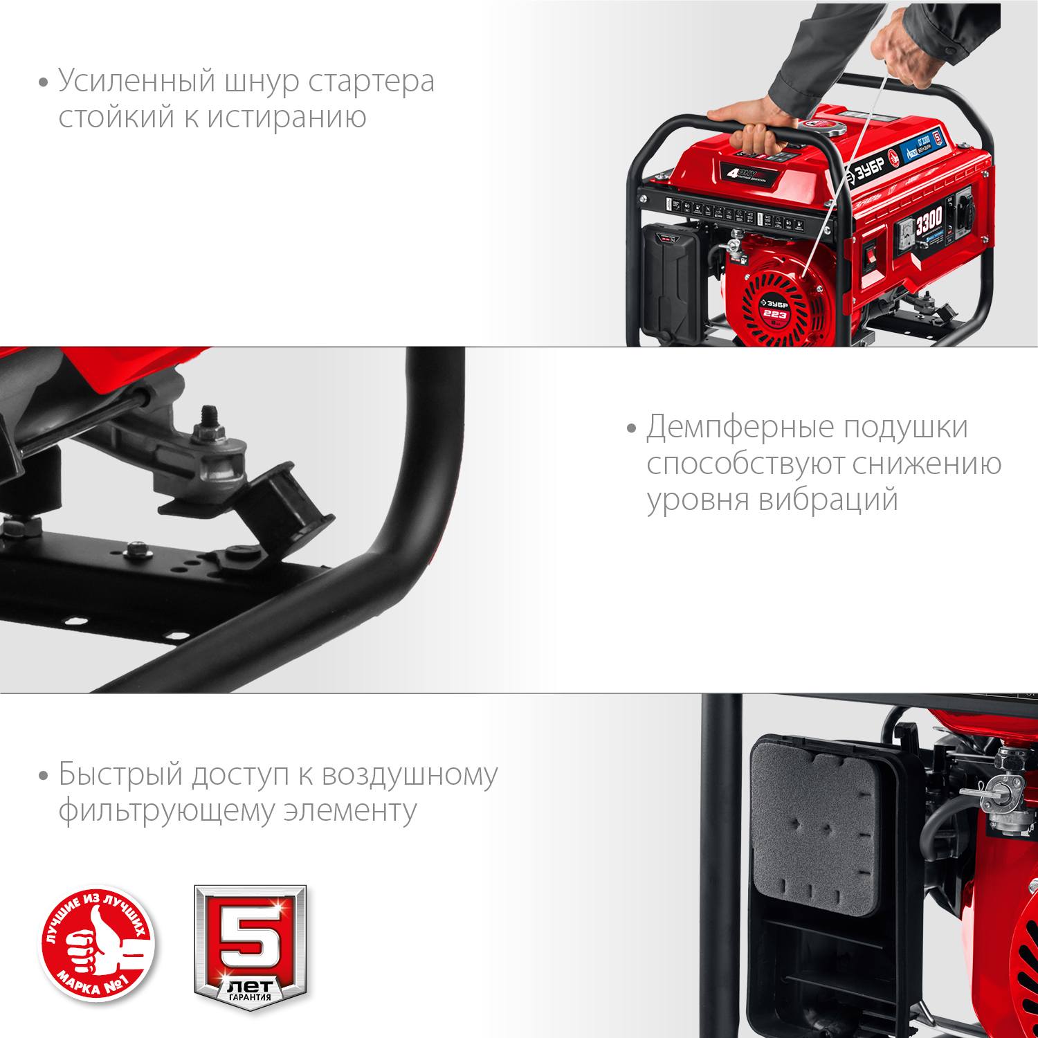 СГ-3300 генератор гибридный (бензин / газ), 3300 Вт, ЗУБР {СГ-3300}