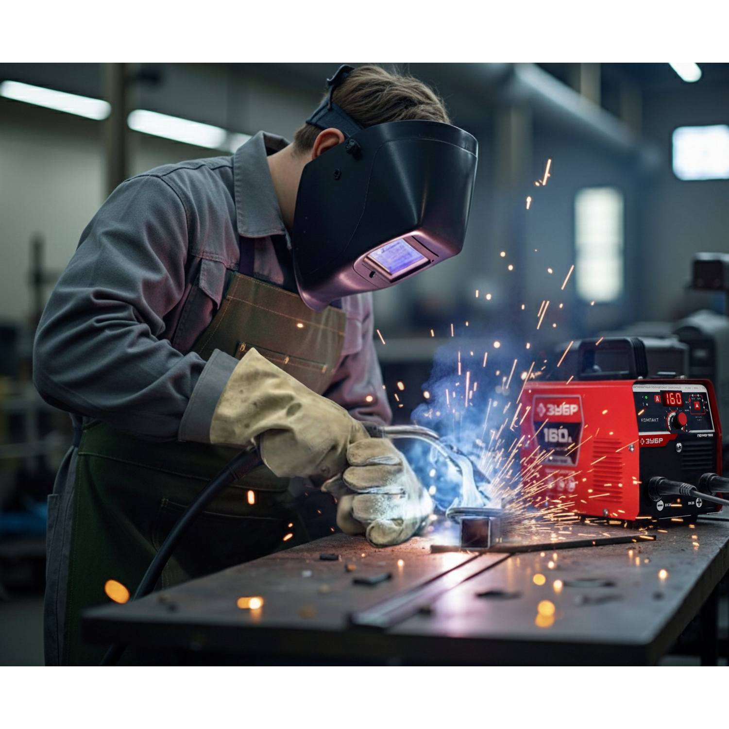 ЗУБР  КОМПАКТ, FCAW, MMA, TIG, 160 А, полуавтомат сварочный, без газа, горелка ПС-160 {ПС-М3-160}