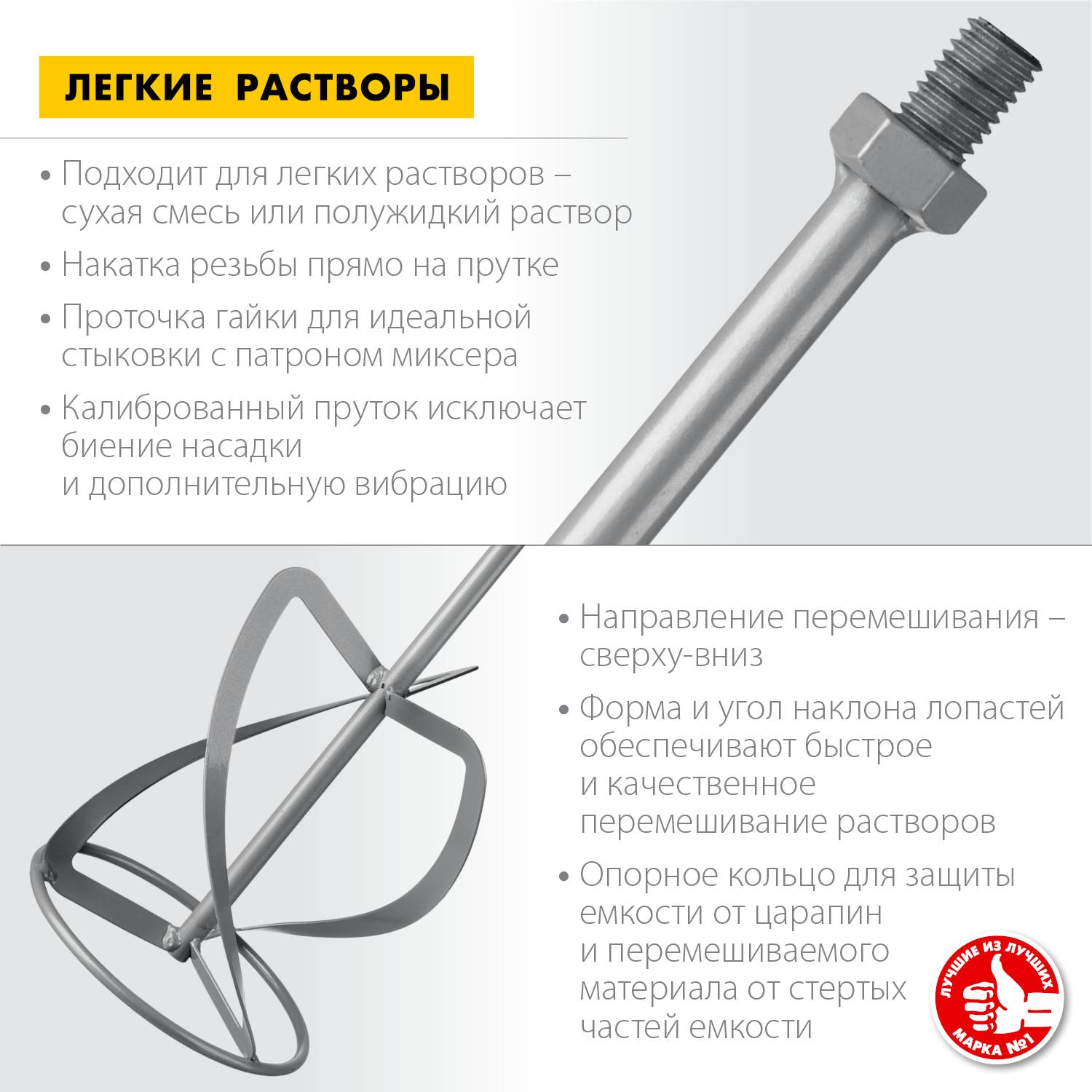 ЗУБР 160 мм насадка-миксер, М14, для тяжелых растворов {МНТ-160}