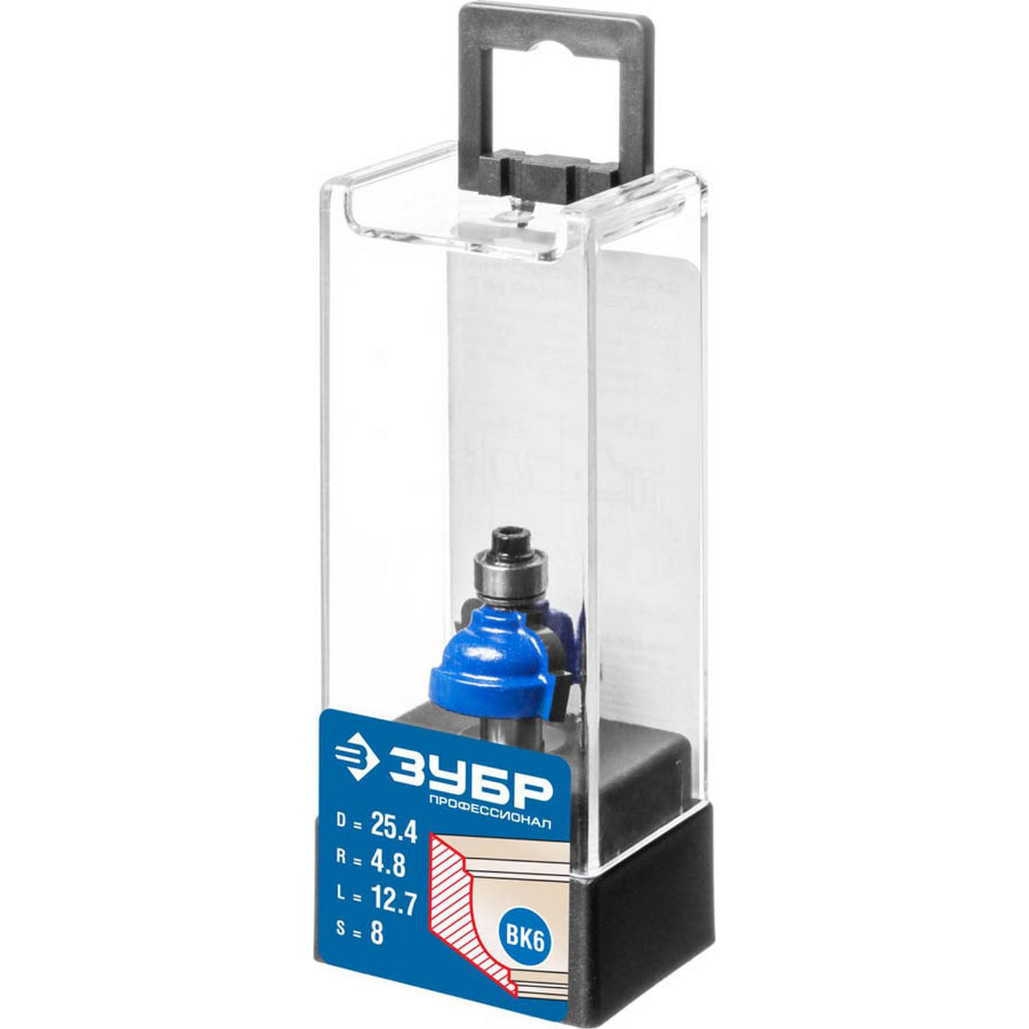 ЗУБР 25.4x13мм, радиус 4.8мм, фреза кромочная калевочная №7 {28709-25.4}