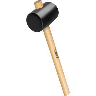 STAYER  450г Чёрная резиновая киянка с деревянной рукояткой {20505-65}
