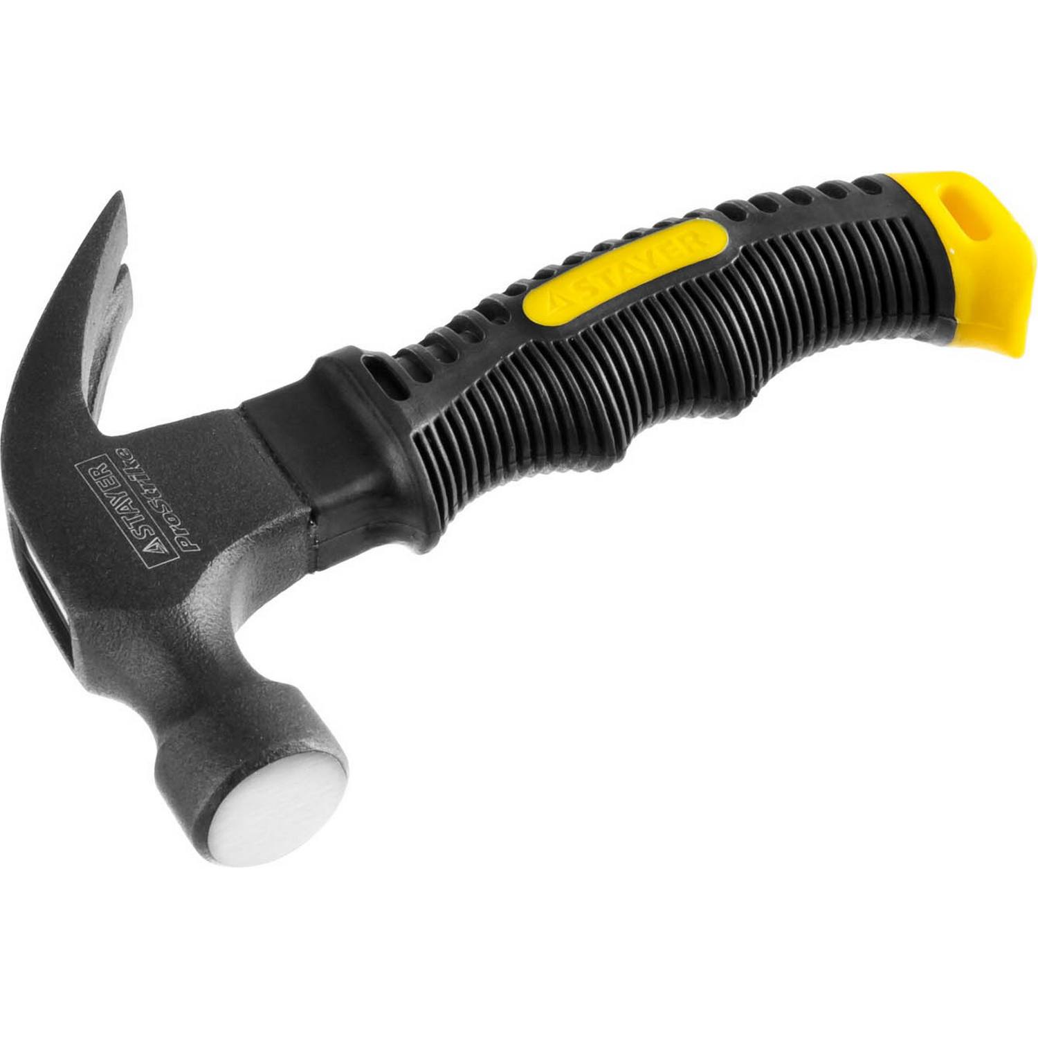 STAYER COMPACT молоток-гвоздодёр столярный 225 г укороченный с фиберглассовой рукояткой {2026-225}