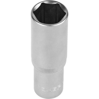 Головка торцовая ЗУБР "Мастер" (1/2"), удлиненная, Cr-V, FLANK, хроматированное покрытие, 19мм {27726-19}
