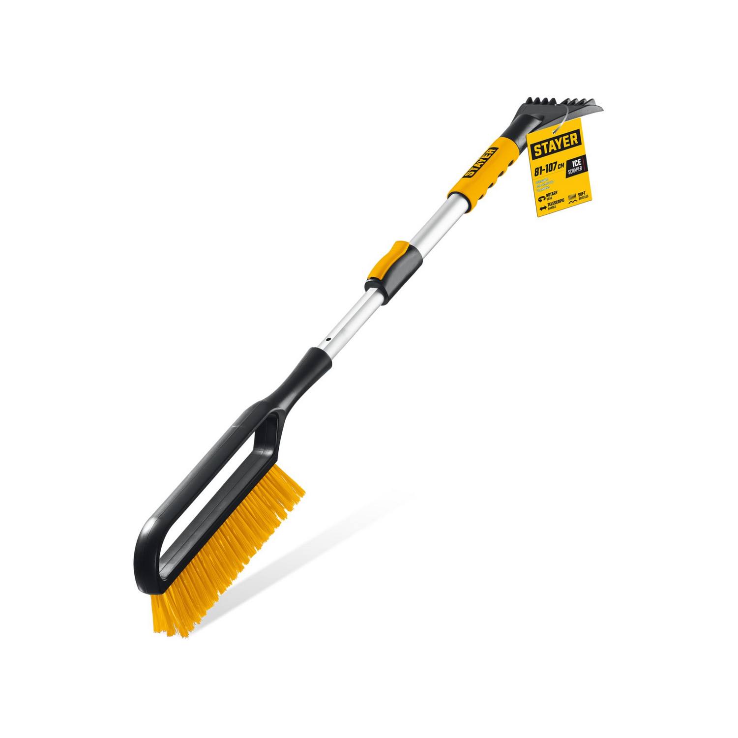 STAYER  телескопическая щётка с поворотной головой от снега автомобильная, 805-1065 мм {61048}